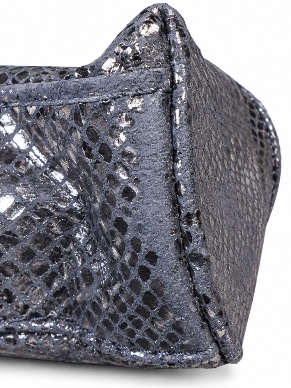 Michael Kors Snake-Embossed Zip Pouch with Tassel, Gray Metallic - Picture 4 of 10